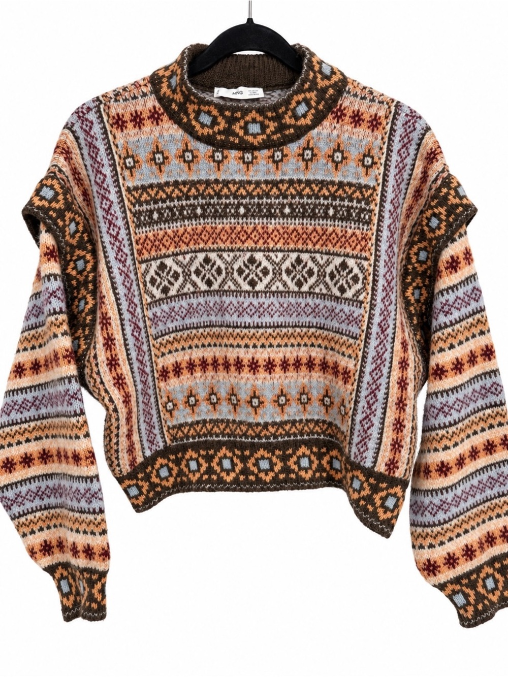 Mango MNG Fair Isle Balloon Sleeve Sweater XS
